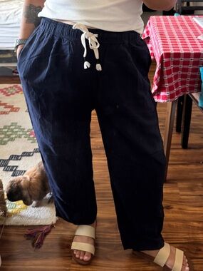 Uniqlo Women’s Navy Blue Relaxed Elastic Waist Pull On Drawstring Pants XL Fall
